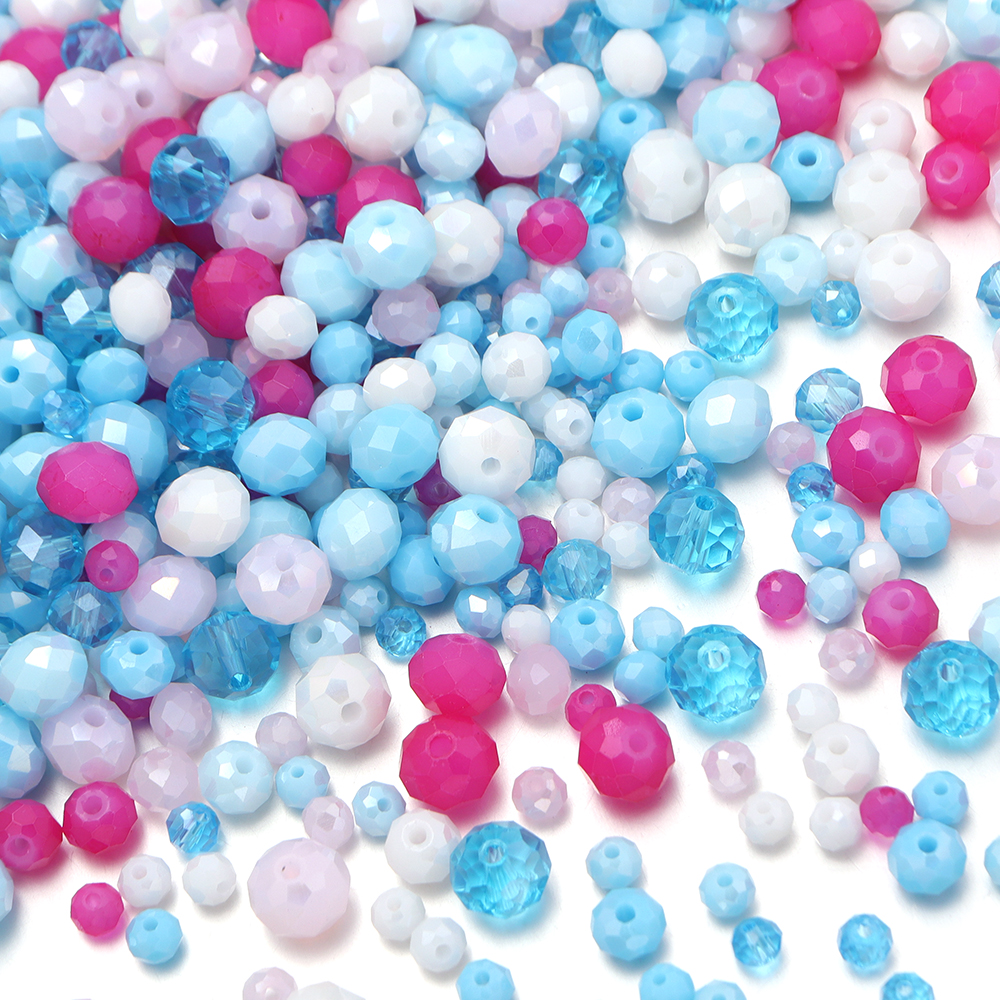 Crystal Bead Mix - 100-200pcs/lot 4/6/8mm Pink Blue Series Faceted