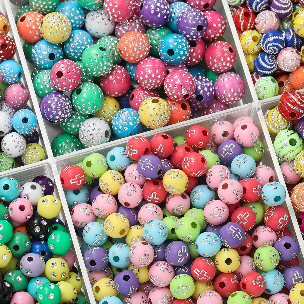 Crystal Bead Mix - 50/100Pcs 8/10mm Round mixed Colorful Acrylic