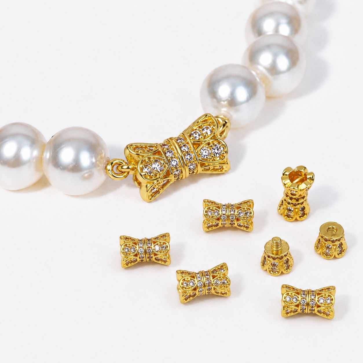 Jewelry Making Metal - 2pcs 18K Gold Plated Cubic Zirconia