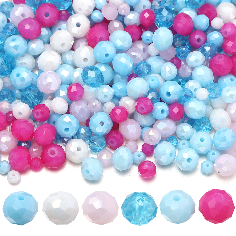 100-200pcs/lot 4/6/8mm Pink Bl - Crystal Bead Mix reseña y precio