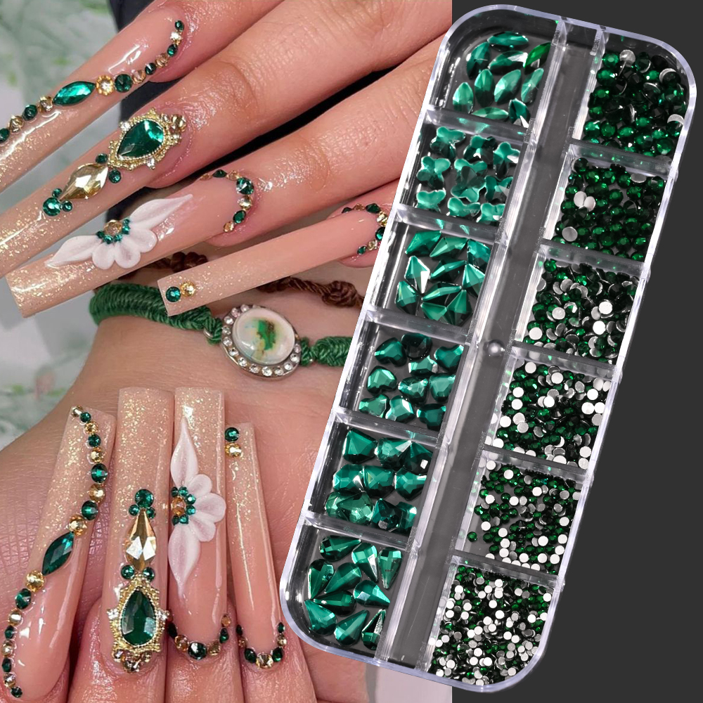 12Grids Nail Art Flatback Blac - Crystal Bead Mix reseña y precio