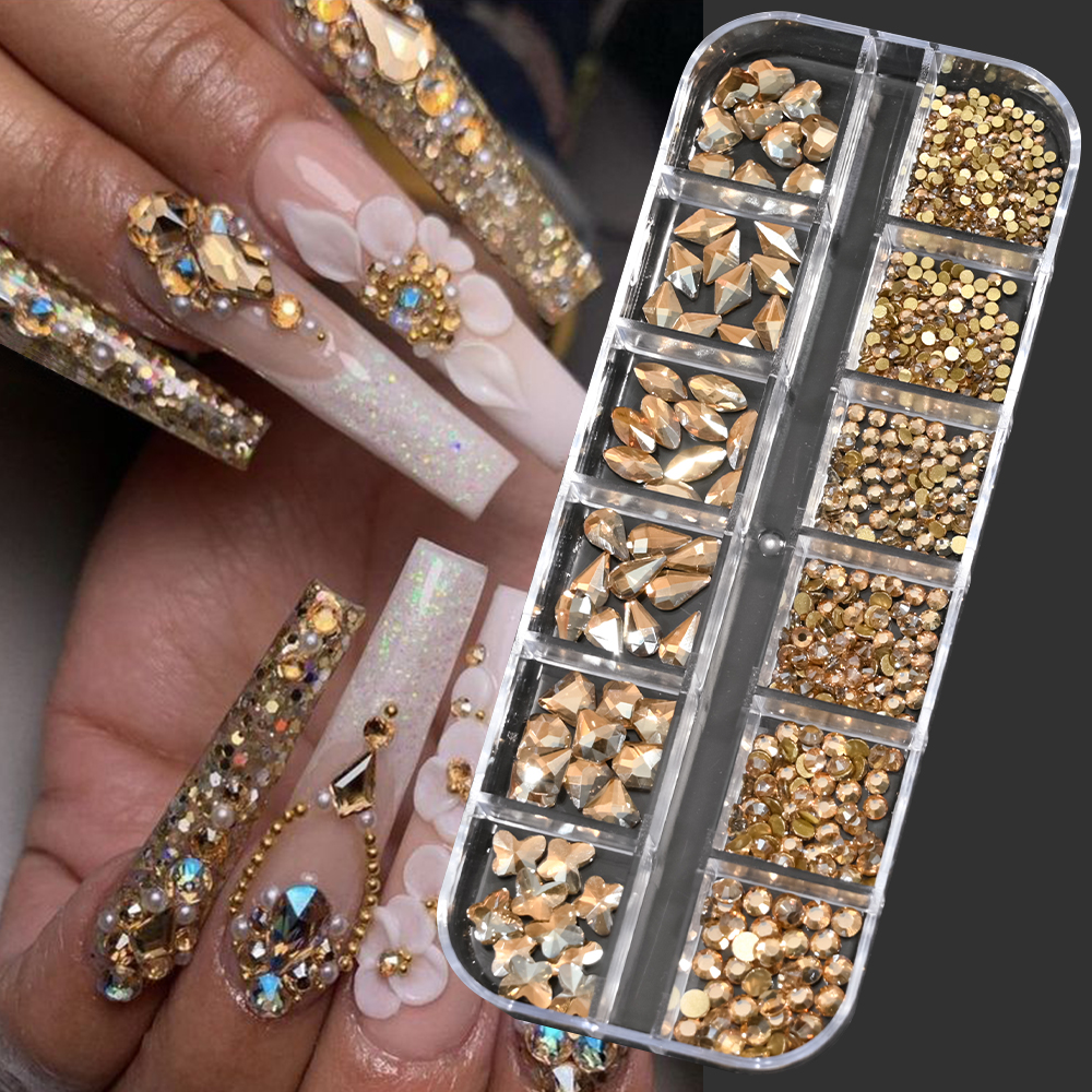 12Grids Nail Art Flatback Blac - Crystal Bead Mix reseña y precio