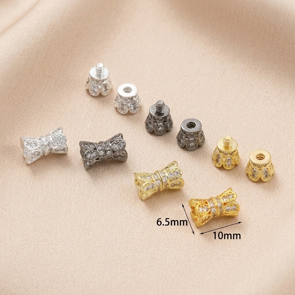 2pcs 18K Gold Plated Cubic Zir - Jewelry Making Metal reseña y precio