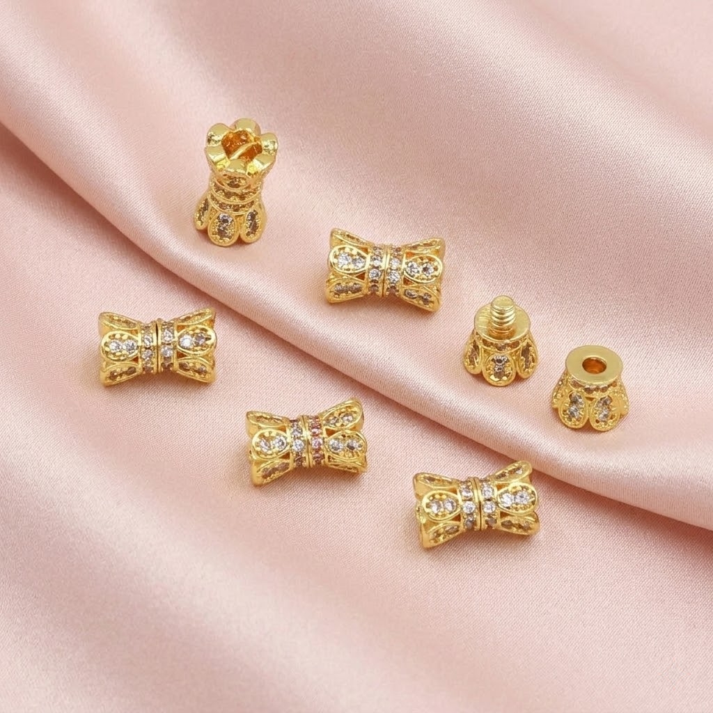 2pcs 18K Gold Plated Cubic Zir - Jewelry Making Metal reseña y precio