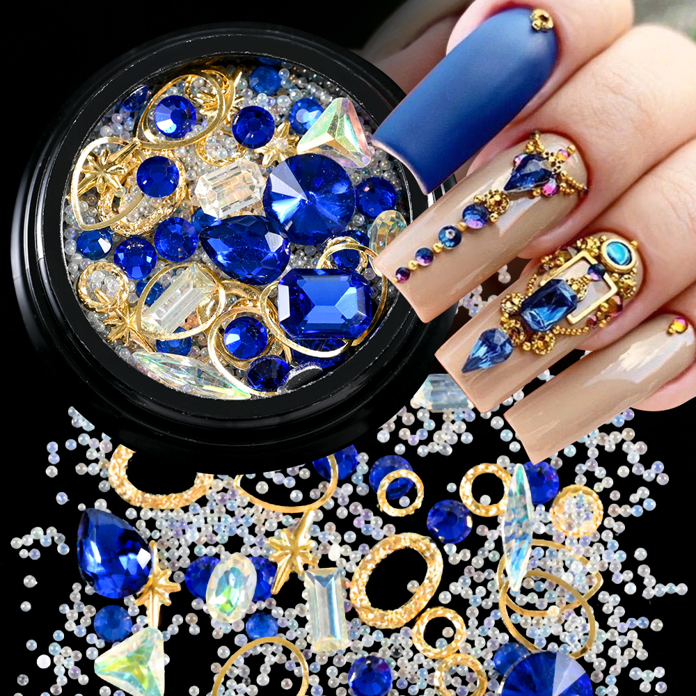 1 Box 3D Nail Rhinestones Seri - Crystal Bead Mix reseña y precio