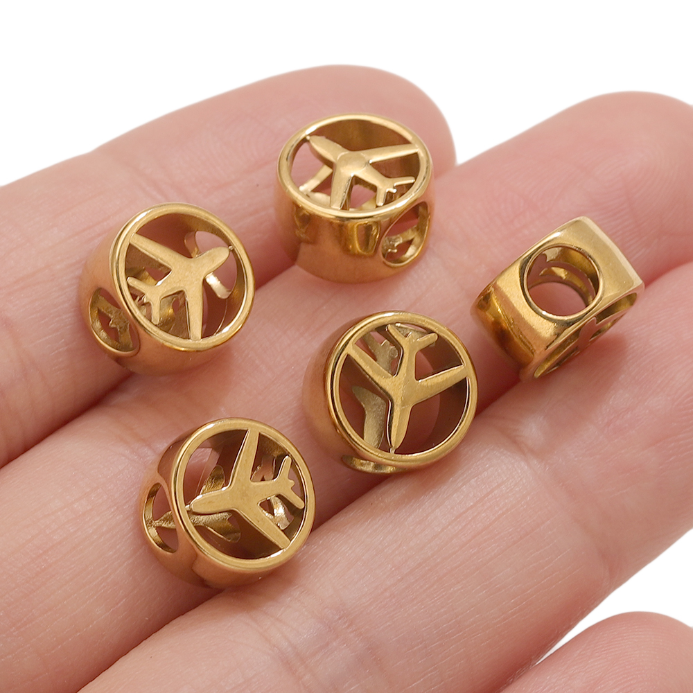 5PCS 18K Gold Plated Airplane  - Jewelry Making Supplies Wholesale reseña y precio