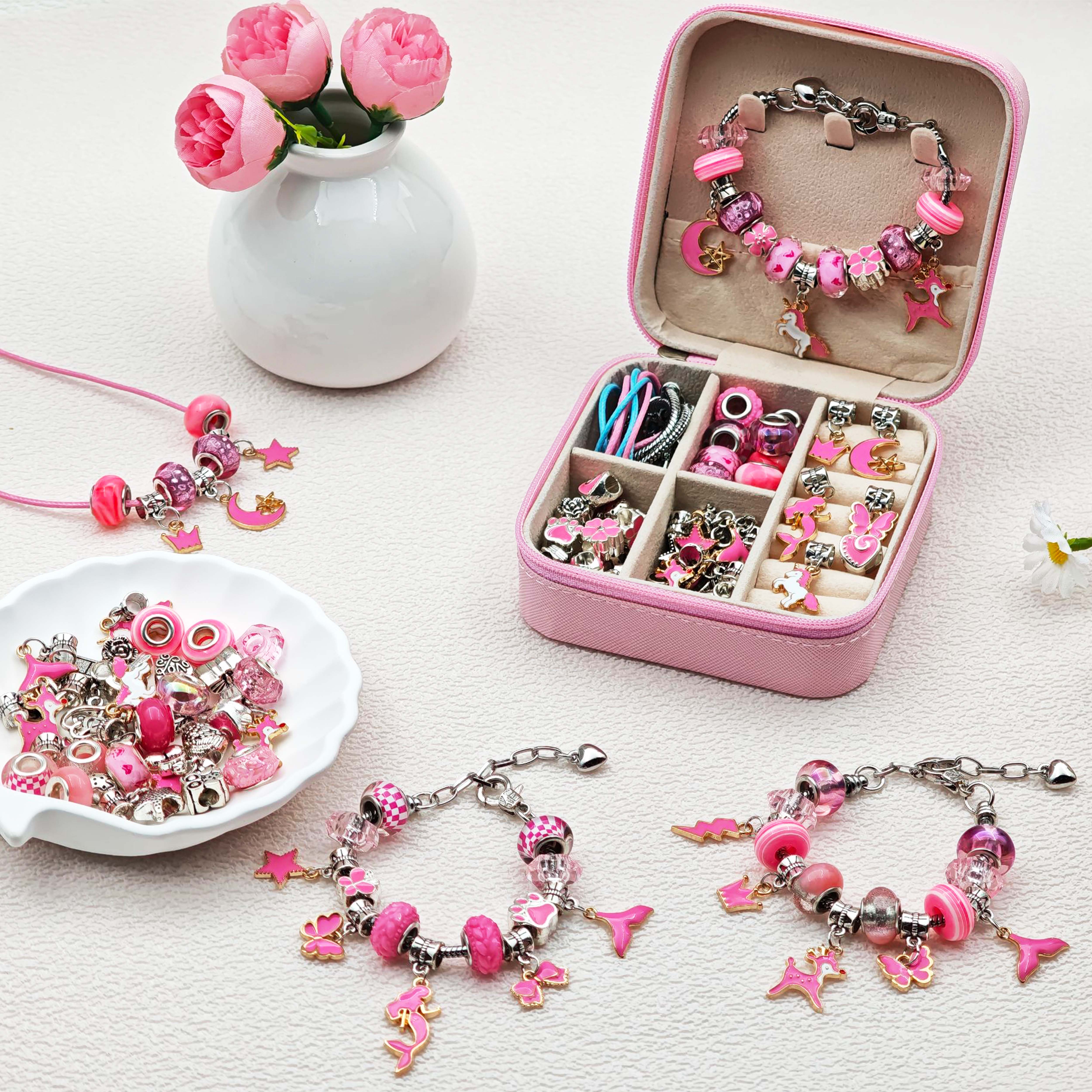 68pcs pink beaded jewelry set, - Jewelry Making Soldering Kit reseña y precio