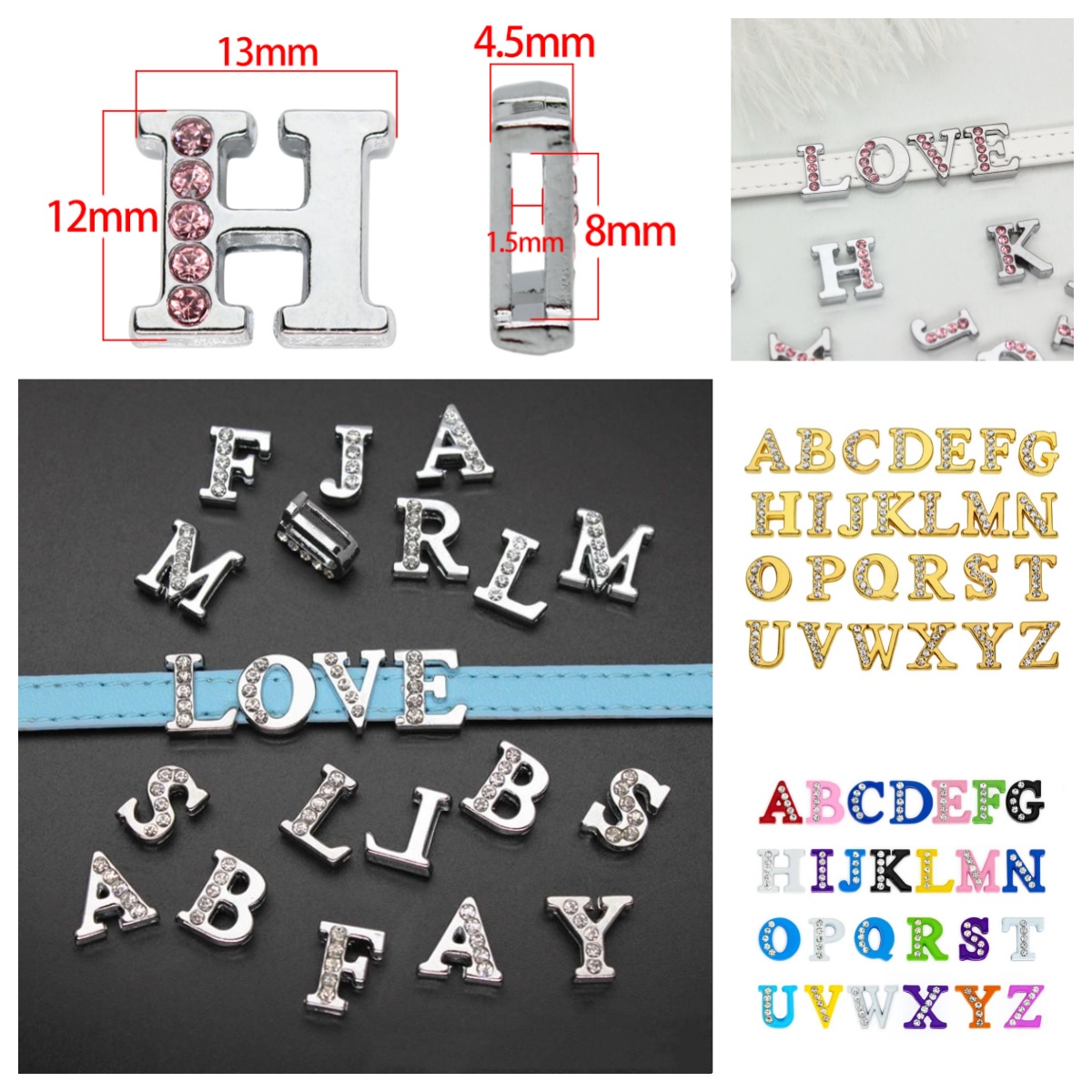 50PC/lot Hole 8MM Slide Letter - Crystal Bead Mix reseña y precio